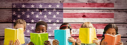 Five children reading books