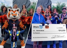2022 Bengals Kickoff College Savings Winners With Who Dey, Ohio's 529 Plan executive director Tim Gorrell