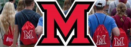 Miami University students sporting Miami backpacks