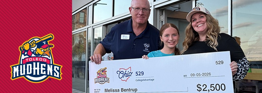 2026 Toledo Mud Hens Home Run Readers winner at check presentation