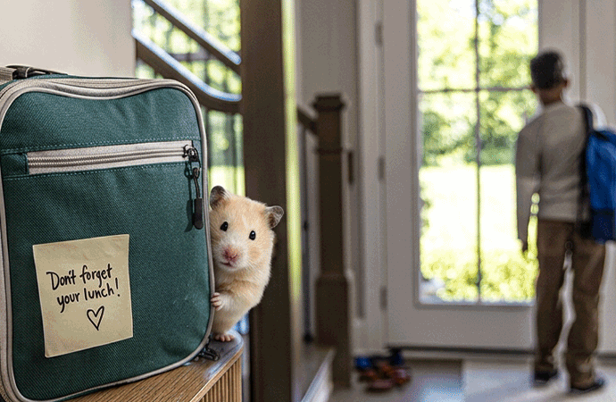 Biscuit the Hamster gets away!