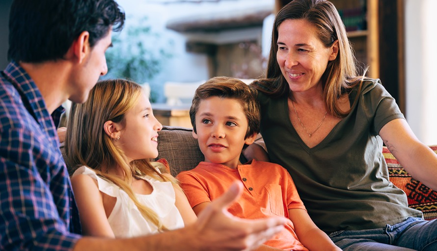 family talking